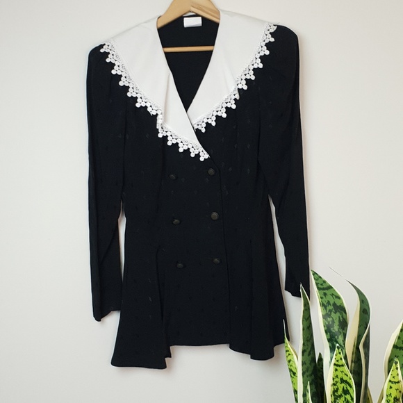 Vintage 80s Black Blazer With Shoulder Pads - Picture 3 of 7